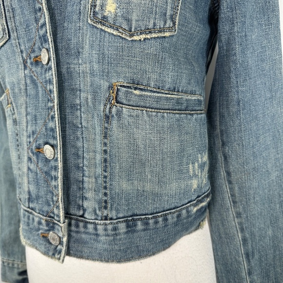 Vintage Abercrombie & Fitch Stone Washed Distressed Cropped Denim Y2K Jacket S - Picture 3 of 15